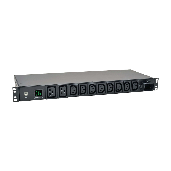 Tripp Lite by Eaton 3.7kW Single-Phase Local Metered PDU, 208/230V Outlets (8 C13, 2 C19) IEC-309 16A Blue, 8 ft. (2.43 m) Cord, 1U Rack-Mount, TAA