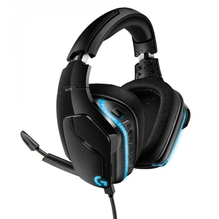 Logitech G635 Headset, Lightsync RGB, PRO-G 50 mm Drivers, DTS Headphone:X 2.0 Surround, Mesh Ear Cushions, PC, Nintendo Switch, PS4, Xbox One, Black (тъмнейл - 1)