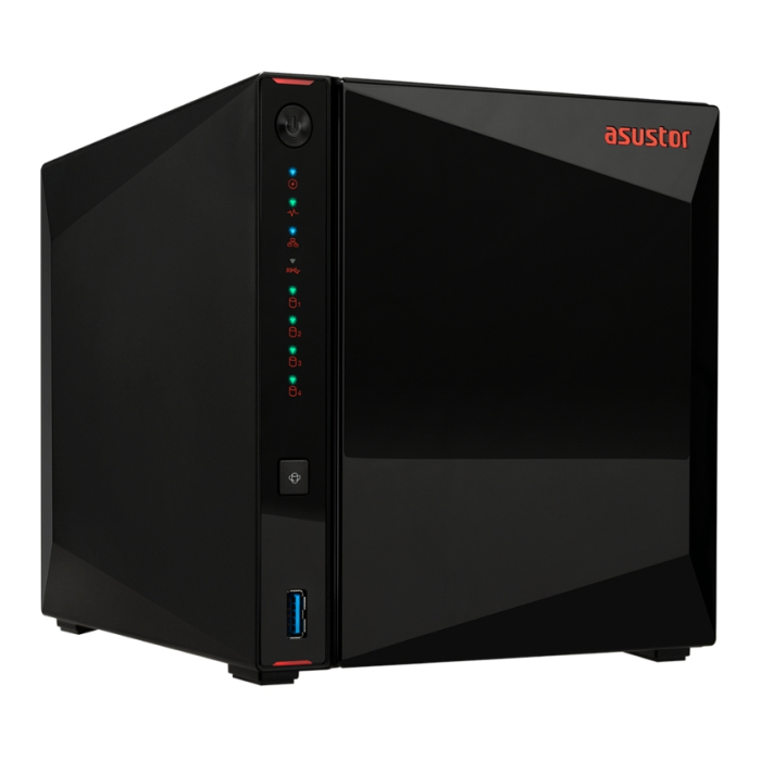 Asustor AS5304T, 4-Bay NAS, Intel Celeron J4105 Quad-Core 1.5 GHz (burst up 2.5 GHz), 4 GB SO-DIMM DDR4, 4x 2.5"/3.5" SATA3 HDD or SSD, 2x 2.5 GbE, 3x USB 3.2 Gen 1 Type A, WOW (Wake on WAN), WOL, System Sleep Mode, AES-NI hardware encryption (тъмнейл - 1)