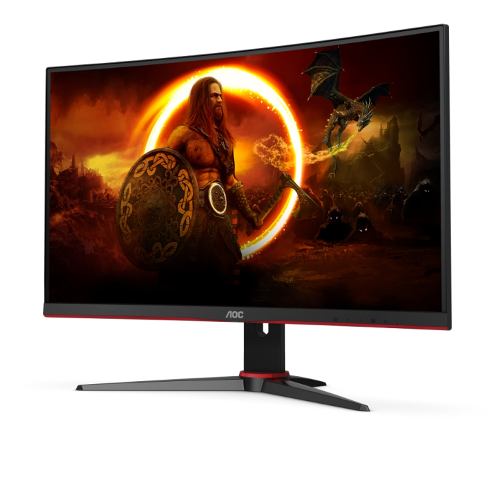 AOC C27G2E/BK, 27" Curved 1500R VA WLED, 1920x1080@165Hz, 4ms GtG, 1ms MPRT, 250cd m/2, 4000:1, DCR 80M:1, Adaptive Sync, FlickerFree, Low Blue Light, Tilt, D-SUB, 2xHDMI, DP (тъмнейл - 1)