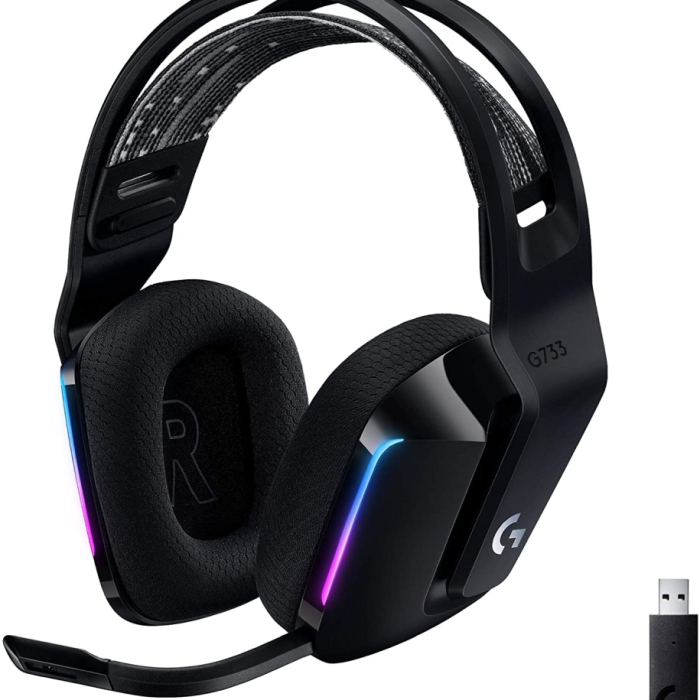 Logitech G733 Wireless Headset, Lightsync RGB, Lightspeed Wireless, PRO-G 40 mm Drivers, DTS Headphone:X 2.0 Surround, Blue Voice Microphone, 278 g, Black