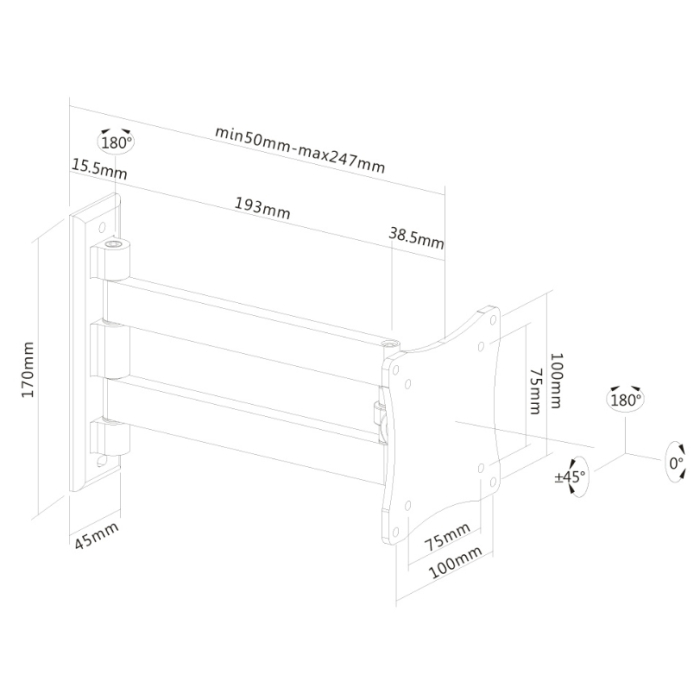 Neomounts by NewStar Flat Screen Wall Mount (2 pivots & tiltable) (тъмнейл - 2)