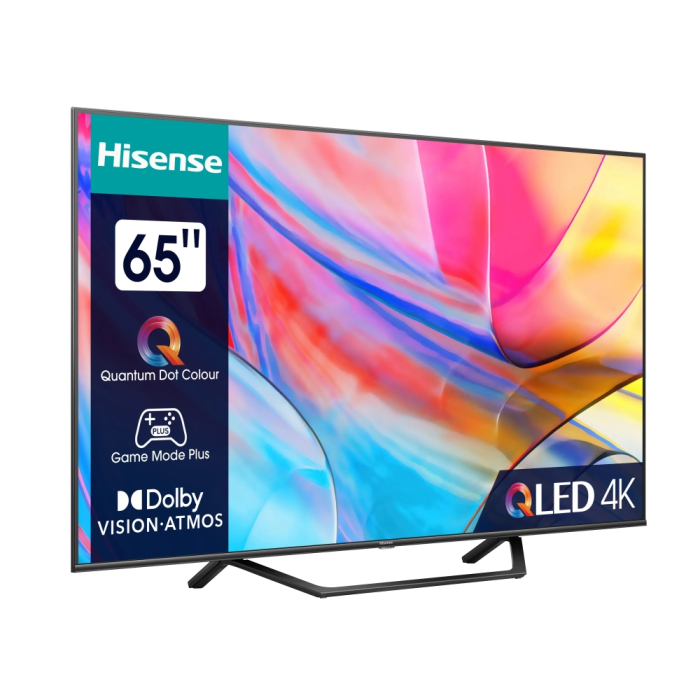 Hisense 65" A7KQ, 4K Ultra HD 3840x2160, QLED, FALD, Quantum Dot, HDR 10+, HLG, Dolby Vision, Dolby Atmos, Smart TV, WiFi 5GHz, WiFi Direct, BT, Anyview Cast, 3xHDMI, 2xUSB, LAN, CI+, DVB-T2/C/S2, Dark Grey (тъмнейл - 1)