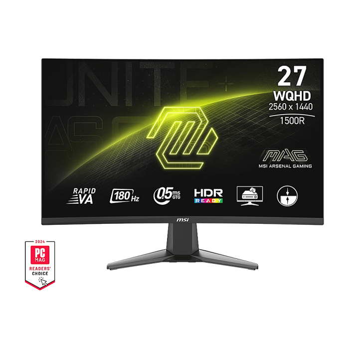 MSI MAG 27CQ6F, 27", Rapid VA, 180Hz, 0.5ms, WQHD 2560x1440, FreeSync, VRR, Console mode, CEC, Night Vision, Anti-Flicker, LBL, 300 nits, 5000:1, 100M:1, 1x Display Port (1.4), 2x HDMI (2.0b), Headphone out, Tilt, FRAMELESS, VESA на супер цена