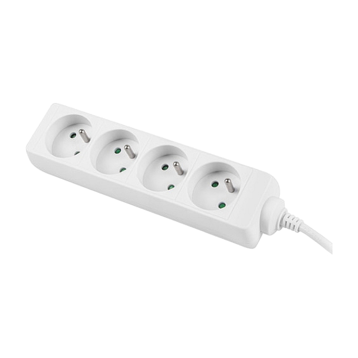 Lanberg power strip 1.5m, 4 sockets, french quality-grade copper cable, white