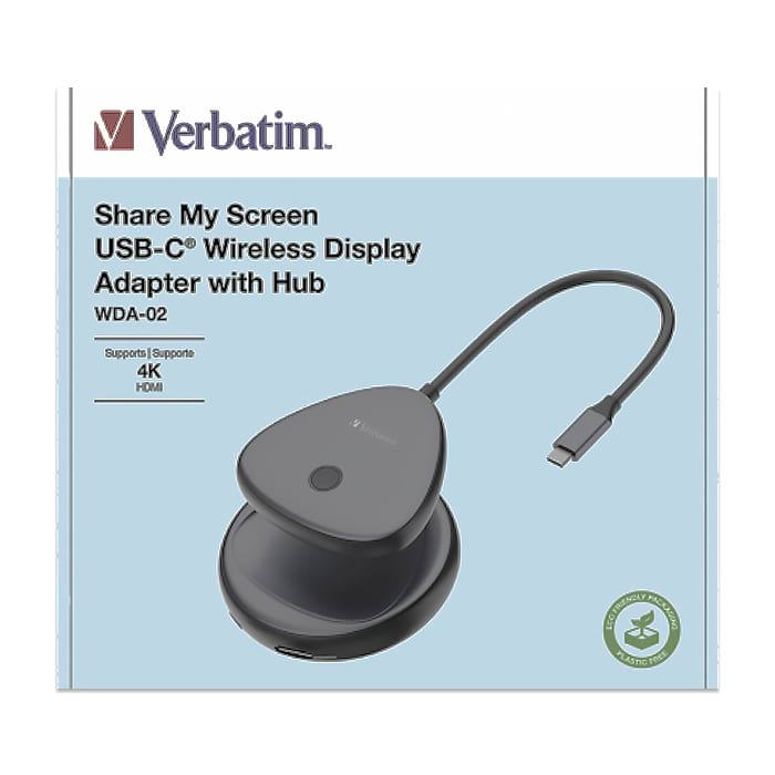 Verbatim Share My Screen USB-C Wireless Display Adapter 4K with Hub WDA-02 на супер цена