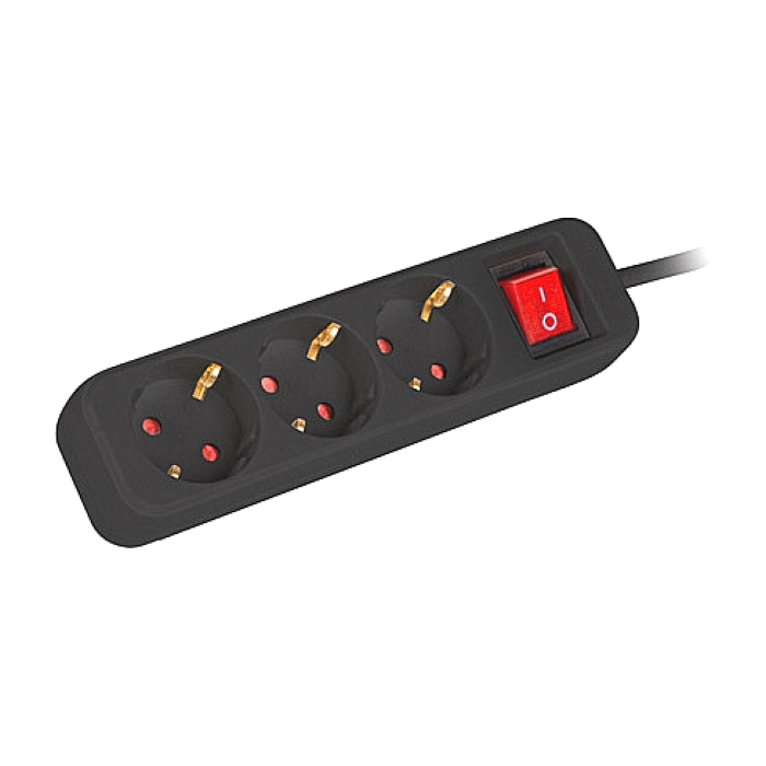 Lanberg power strip 1.5m, 3 sockets, french with circuit breaker quality-grade copper cable, black