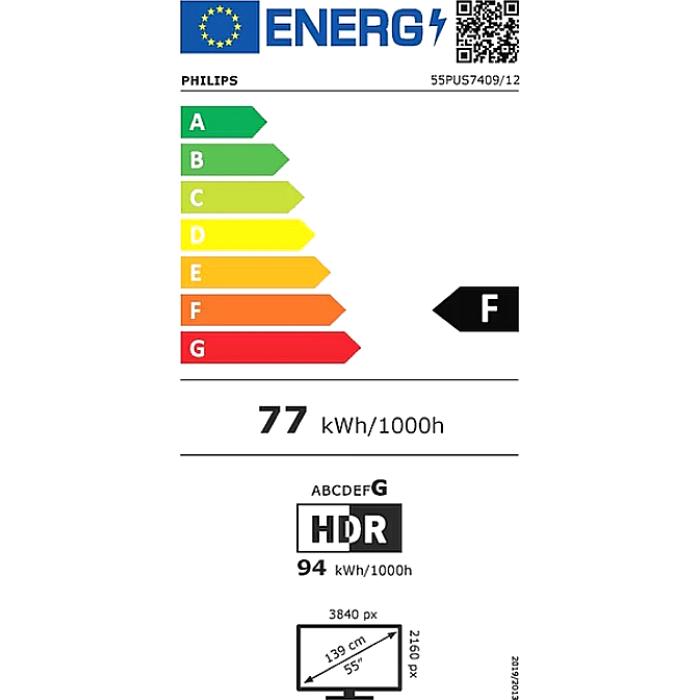 Philips 55PUS7409/12, 55" 4K UHD LED, 3840x2160, DVB-T/T2/T2-HD/C/S/S2, 60Hz, Pixel Precise UHD, HDR+, Google TV, Dolby Atmos, VRR, 3*HDMI, 2*USB, 802.11ac, 20W RMS, Black (тъмнейл - 2)