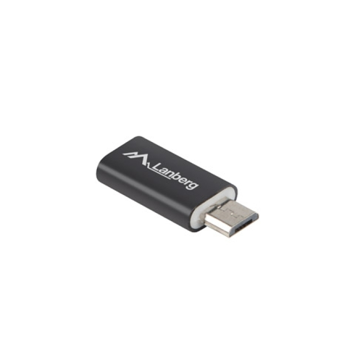 Lanberg adapter USB type-c (f) -> micro-b (m) 2.0, black (тъмнейл - 1)