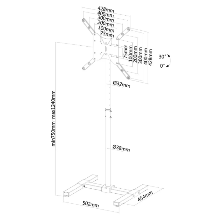 Neomounts by NewStar Flat Screen Floor Stand (height: 75-124 cm) (тъмнейл - 2)