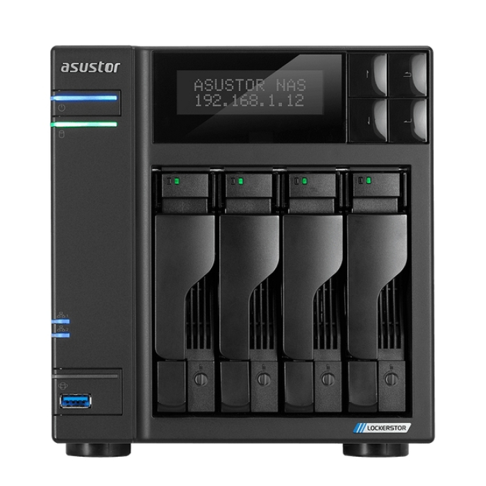 Asustor Lockerstore 4 AS6604T, 4-Bay NAS, Intel Apollo Lake Quad-Core J4125 up to 2.7GHz, 4 GB SO-DIMM DDR4,M.2 Slots (2280 NVMe SSD) x2, GbE x 2, USB 3.2 x 3, HDMI 2.0, WOW (Wake on WAN), WOL, System Sleep Mode, AES-NI hardware encryption на супер цена