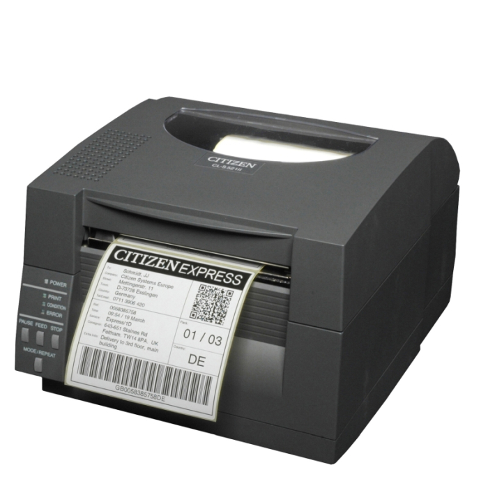 Citizen Label Desktop printer CL-S521II Direct thermal Print, Speed 150mm/s, Print Width(max.) 4"(104 mm)/Media Width(min-max) 0.5 - 4.6 inches (12.5 - 118 mm) /Roll Size(max)5"(125 mm), Core Size 1"(25mm), Resol.203dpi/ Interface USB/RS-23 на супер цена