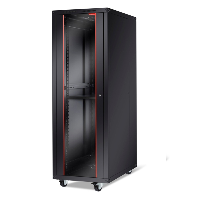 Formrack 19" Free standing rack 42U 600/1000mm, height: 2096 mm, loading capacity: 600 kg, front tempered glass door, openable locking sides and back (does not include castor/feet group)