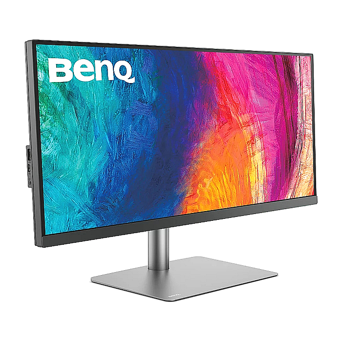 BenQ PD3420Q 34"W IPS LED 5ms 3440x1440 2K QHD, Design Mon, WQHD, AQCOL., CAD/CAM, DualView, Contr.1000:1, 350 cd/m2, 2xHDMI,DP,USB-C(PD65W, DP Alt Mode),USB-C/USB 3.0x2, Sp.2x2.5W, HAdj., Swivel,Tilt, Gray + Fury Gaming Chair Avenger M+ Black-White (тъмнейл - 1)