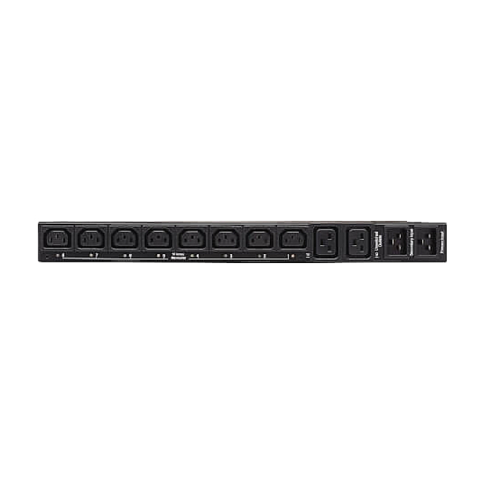 Tripp Lite by Eaton 3.8kW Single-Phase Switched Automatic Transfer Switch PDU, Two 200-240V C20 Inlets, 8 C13 & 2 C19 Outputs, 1U, TAA (тъмнейл - 1)