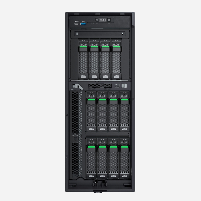 Fujitsu PRIMERGY TX1330 M5, Intel Xeon E-2388G, 1x32GB U 3200 2R, Basic kit 8x2.5" SAS/SATA Hot-plug, 2x SSD M.2 Drives, eLCM Activation License preloaded, 500W modular Power Supply Module , hot plug, titanium (96% efficiency), FTS wide / FTS (тъмнейл - 2)