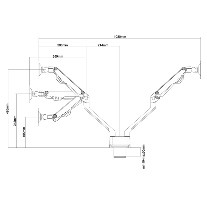 Neomounts by NewStar Flat Screen Desk Mount (clamp/grommet) for 2 Monitor Screens (тъмнейл - 2)