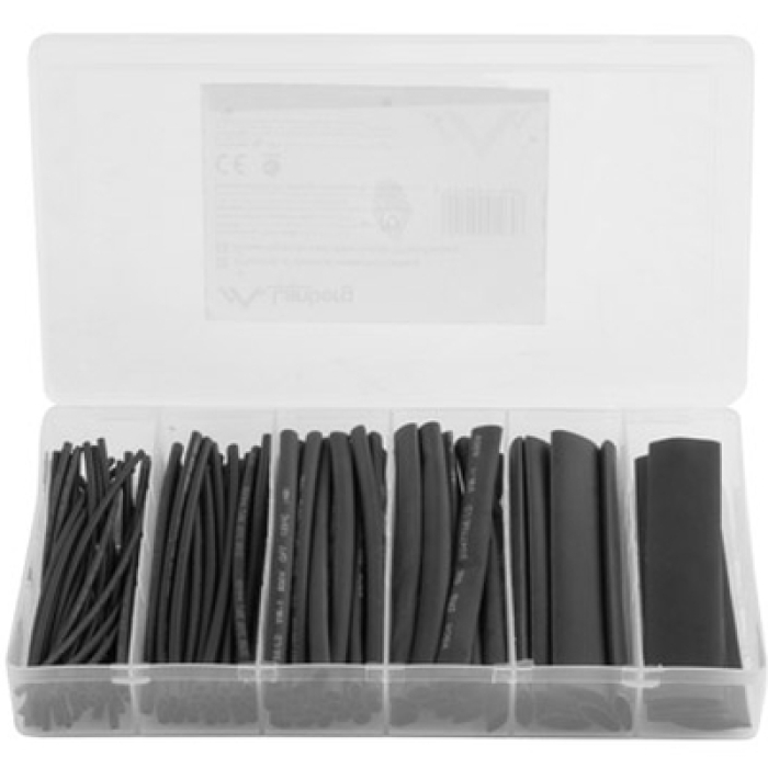 Lanberg 100pcs heat-shrinkable tubing kit, black box (тъмнейл - 1)