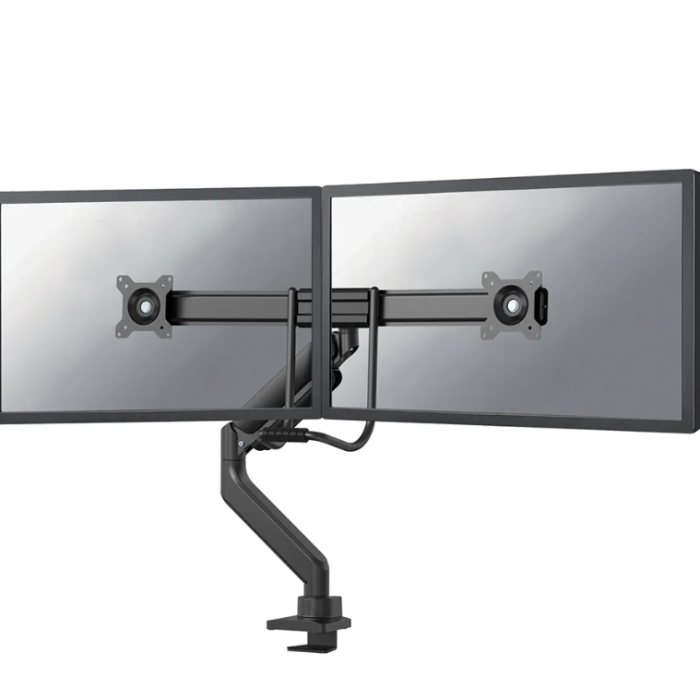 Neomounts by NewStar Screen Desk Mount 2 screens (topfix clamp & grommet) for 2 Monitor Screens, Black (тъмнейл - 1)