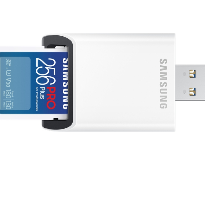 Samsung 256GB SD PRO Plus + USB Reader, Class10, Read 180MB/s - Write 130MB/s (тъмнейл - 1)