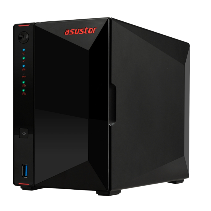 Asustor AS5202T, 2-Bay NAS, Intel Celeron J4005 Dual-Core 2.0 GHz (burst up 2.7 GHz), 2GB SO-DIMM DDR4 (Max. 8GB), 2x 2.5 GbE, 2x 2.5"/3.5" SATA3 HDD or SSD, 3x USB 3.2 Gen 1 Type A, WOW (Wake on WAN), WOL, System Sleep Mode, AES-NI hardware enc (тъмнейл - 3)