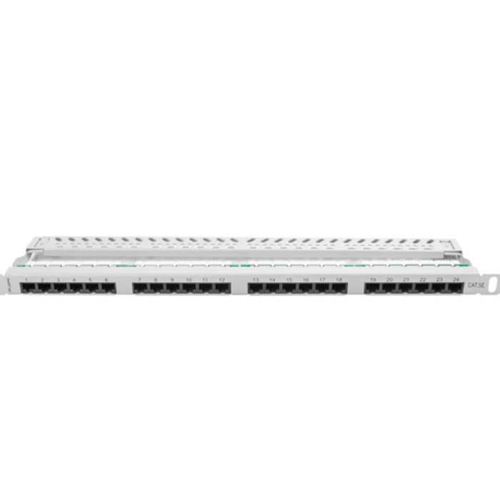 Lanberg patch panel 24 port 0.5U CAT.5E, grey (тъмнейл - 4)