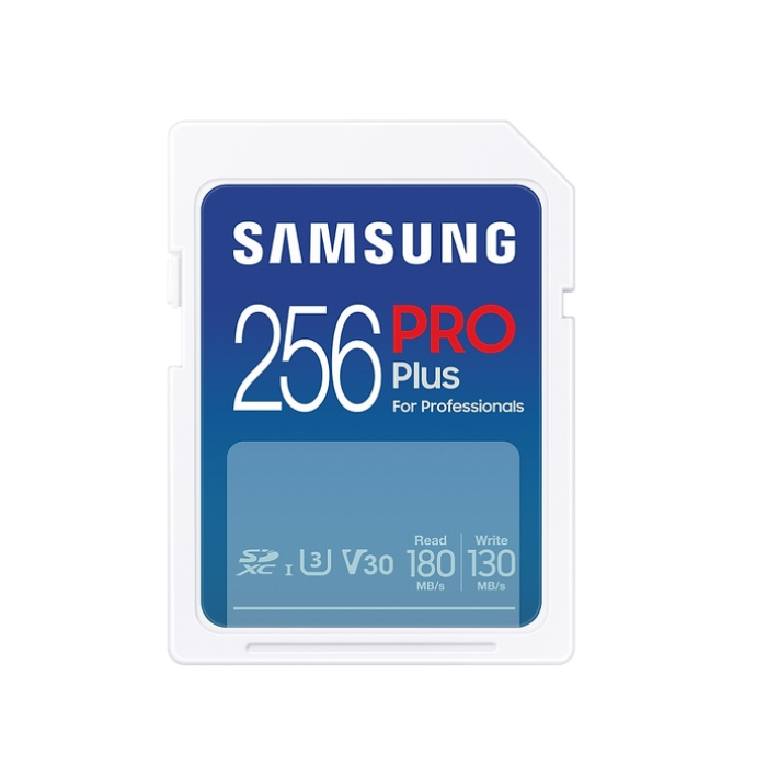 Samsung 256GB SD Card PRO Plus, UHS-I, Read 180MB/s - Write 130MB/s