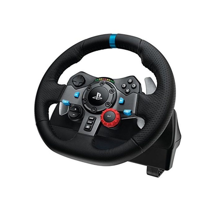 Logitech G29 Driving Force Racing Wheel, PlayStation 4, PlayStation 3, PC, 900° Rotation, Dual Motor Force Feedback, Adjustable Pedals, Leather (тъмнейл - 1)