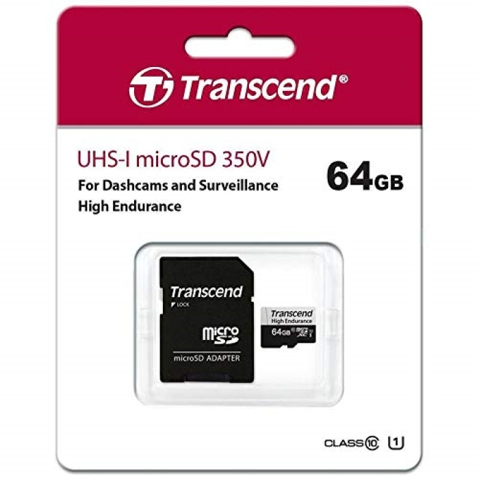 Transcend 64GB micro SD w/ adapter U1, High Endurance (тъмнейл - 1)