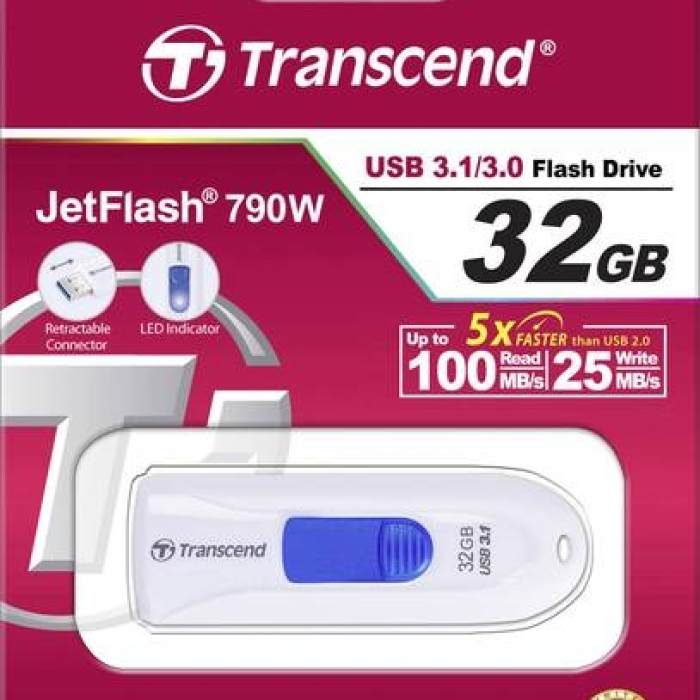 Transcend 32GB JETFLASH 790, USB 3.1, white (тъмнейл - 3)