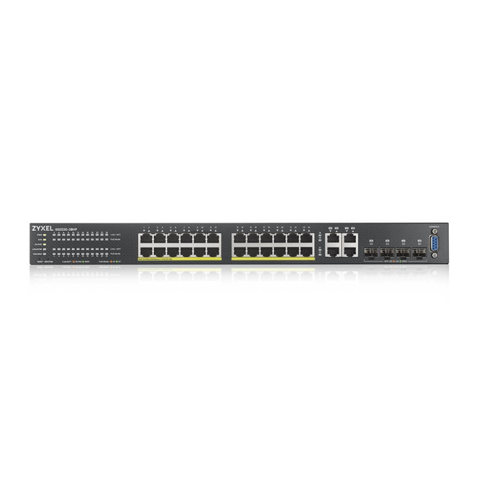 ZyXEL GS2220-28HP, EU region, 24-port GbE L2 PoE Switch with GbE Uplink (1 year NCC Pro pack license bundled) (тъмнейл - 1)