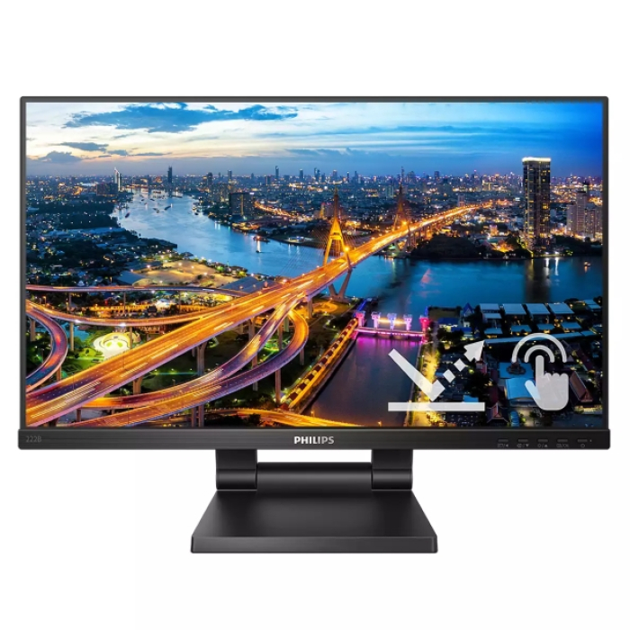 Philips 222B1TC/00, 21.5" Touch (anti-glare), IPS, WLED, 1920x1080@75Hz, 4ms GTG, 250cd m/2, 1000:1, DCR 50M:1, Adaptive Sync, FlickerFree, Low Blue Mode, 2Wx2, Tilt, Height Adjust, D-SUB, HDMI, DP, USB hub