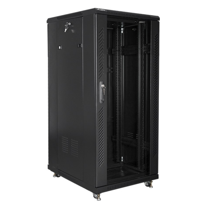 Lanberg rack cabinet 19" free-standing 27U / 600x800 self-assembly flat pack, black