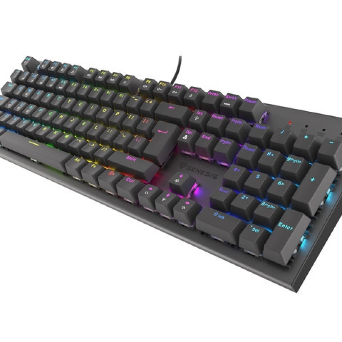 Genesis Mechanical Gaming Keyboard Thor 303 RGB Backlight Red Switch Hot Swap US Layout Black (тъмнейл - 1)