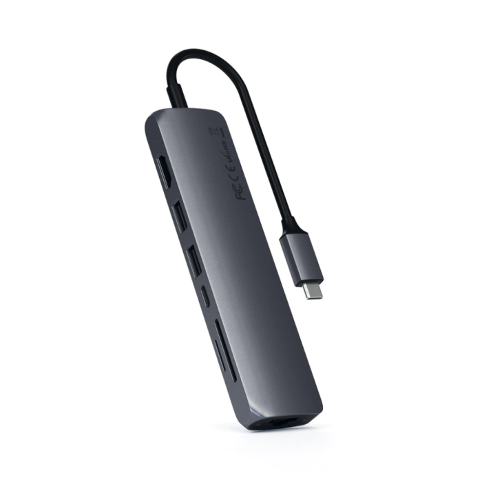 Satechi Aluminium Type-C Slim Multiport (1xHDMI 4K,2x USB-A,1x SD,1x Ethernet) - Space Grey на супер цена