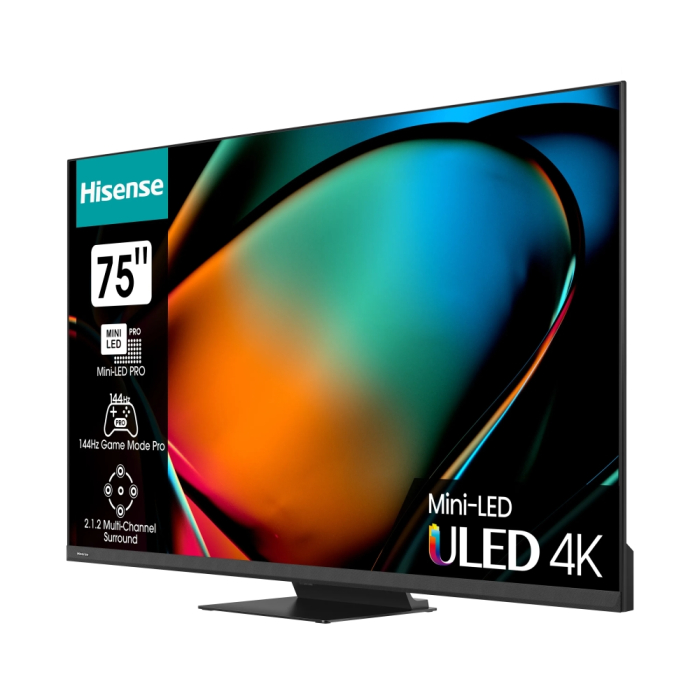 Hisense 75" U8KQ, 4K Ultra HD 3840x2160, ULED Pro, FALD, Quantum Dot, 144Hz, IPS, HDR 10+, HLG, Dolby Vision IQ, Dolby Atmos, Smart TV, WiFi 5GHz, WiFi Direct, BT, Anyview Cast, 4xHDMI, 2xUSB, LAN, CI+, DVB-T2/C/S2, Black (тъмнейл - 2)