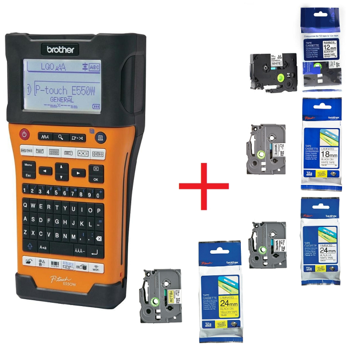 Brother PT-E550WVP Handheld Industrial Labelling system + 1x TZEFX231, TZE241, TZE251, TZE651 (тъмнейл - 2)