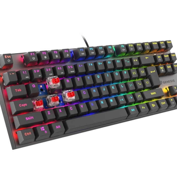 Genesis Mechanical Gaming Keyboard Thor 303 TKL RGB Backlight Red Switch US Layout Black (тъмнейл - 2)