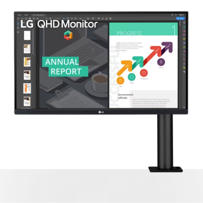 LG 27QN880P-B, 27" Wide LED, QHD Ergo (2560x1440) IPS Display, sRGB 99%, 75Hz, 5ms, 1000:1, Mega DFC, 350 cd/m2, AMD FreeSync, MAXX Audio 5W x 2, USB type-C, HDMI, Reader Mode, DisplayPort, Headphone out, Tilt, Height (Range), Swivel, Pivot, Black на супер цена