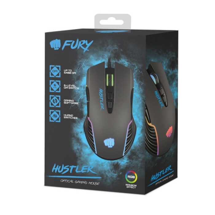 Fury Gaming Mouse Hustler 6400DPI Optical With Software RGB Backlight (тъмнейл - 2)