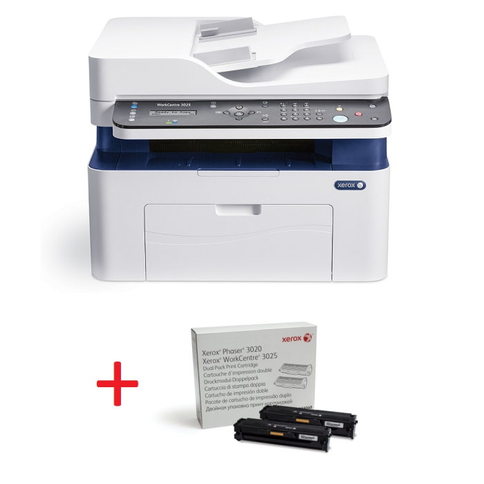 Xerox WorkCentre 3025N (with ADF) + Xerox Phaser 3020 / WorkCentre 3025 Dual Pack Print Cartridge на супер цена