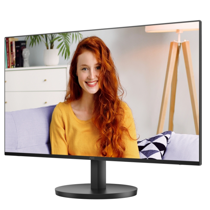 AOC 27B3HA2, 27" IPS WLED, 1920x1080@100Hz, 4ms GtG, 1ms MPRT, 250cd m/2, 1300:1, 20M:1 DCR, Adaptive Sync, FlickerFree, Low Blue Mode, 2Wx2, Tilt, D-SUB, HDMI (тъмнейл - 1)