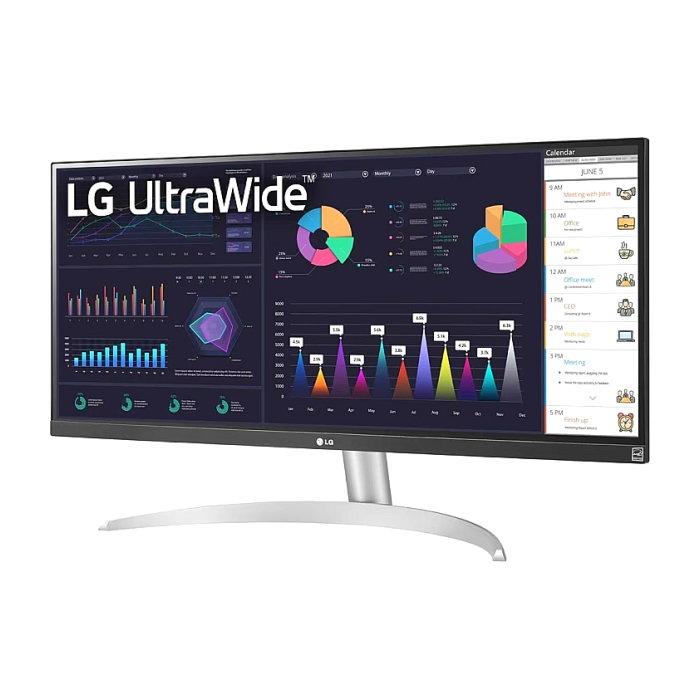 LG 29WQ600-W, 29" UltraWide Full HD, IPS Panel, 1ms MBR, 1000:1, 250 cd/m2, 21:9, 2560 x 1080, HDR 10, sRGB 99%, FreeSync, 100Hz, USB Type-C, Speacers, HDMI, DP, Tilt, Headphone Out, Black (тъмнейл - 1)