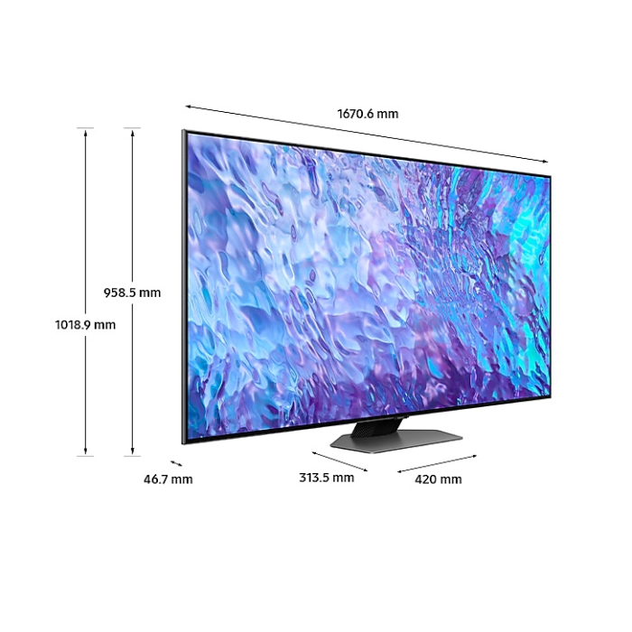 Samsung 75" 75Q80C 4K QLED , SMART, Wireless, Network, PIP, 4xHDMI, 2xUSB, Carbon Silver (тъмнейл - 4)