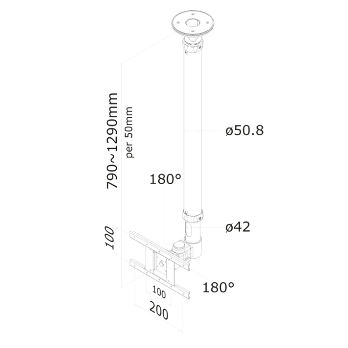 Neomounts by NewStar Flat Screen Ceiling Mount (Height: 79-129 cm) (тъмнейл - 2)