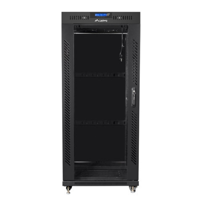 Lanberg rack cabinet 19" free-standing 27U / 600x600 self-assembly flat pack with glass door LCD, black (тъмнейл - 1)