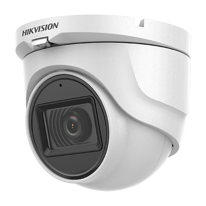 HikVision HD-TVI Audio Fixed Turret Camera 5 MP, 2.8mm, Smart IR, up to 30 m, DWDR, 2D DNR, IP67, 12Vdc/3.7W, 4 in 1 video output (switchable TVI/AHD/CVI/CVBS), Audio over coaxial cable, built-in mic