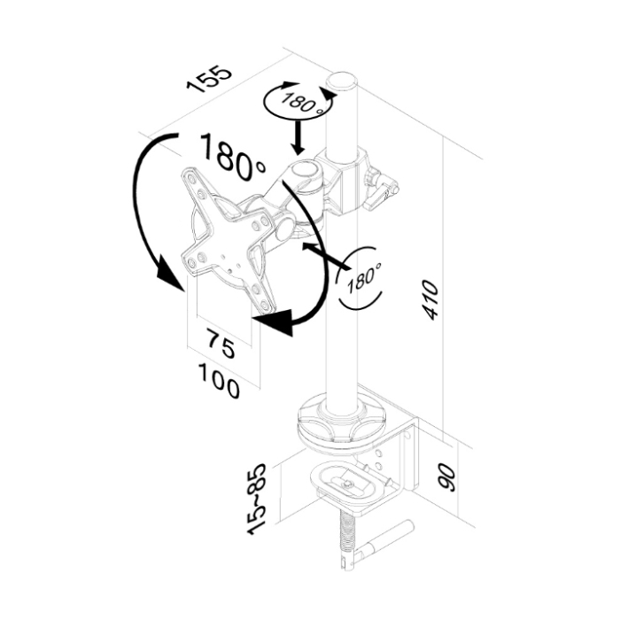 Neomounts by NewStar Flat Screen Desk Mount (clamp) (тъмнейл - 2)