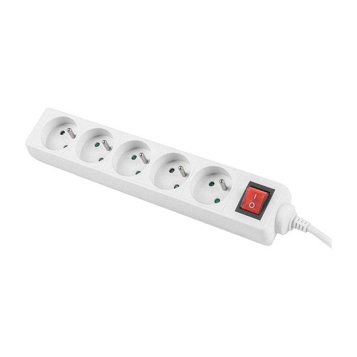 Lanberg power strip 3m, 5 sockets, french with circuit breaker quality-grade copper cable, white