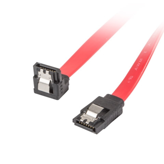 Кабел - Lanberg SATA DATA III (6GB/S) F/F cable 50cm metal clips angled, red на супер цена